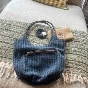 Patricia Nash cable knit bag with leather rope handles